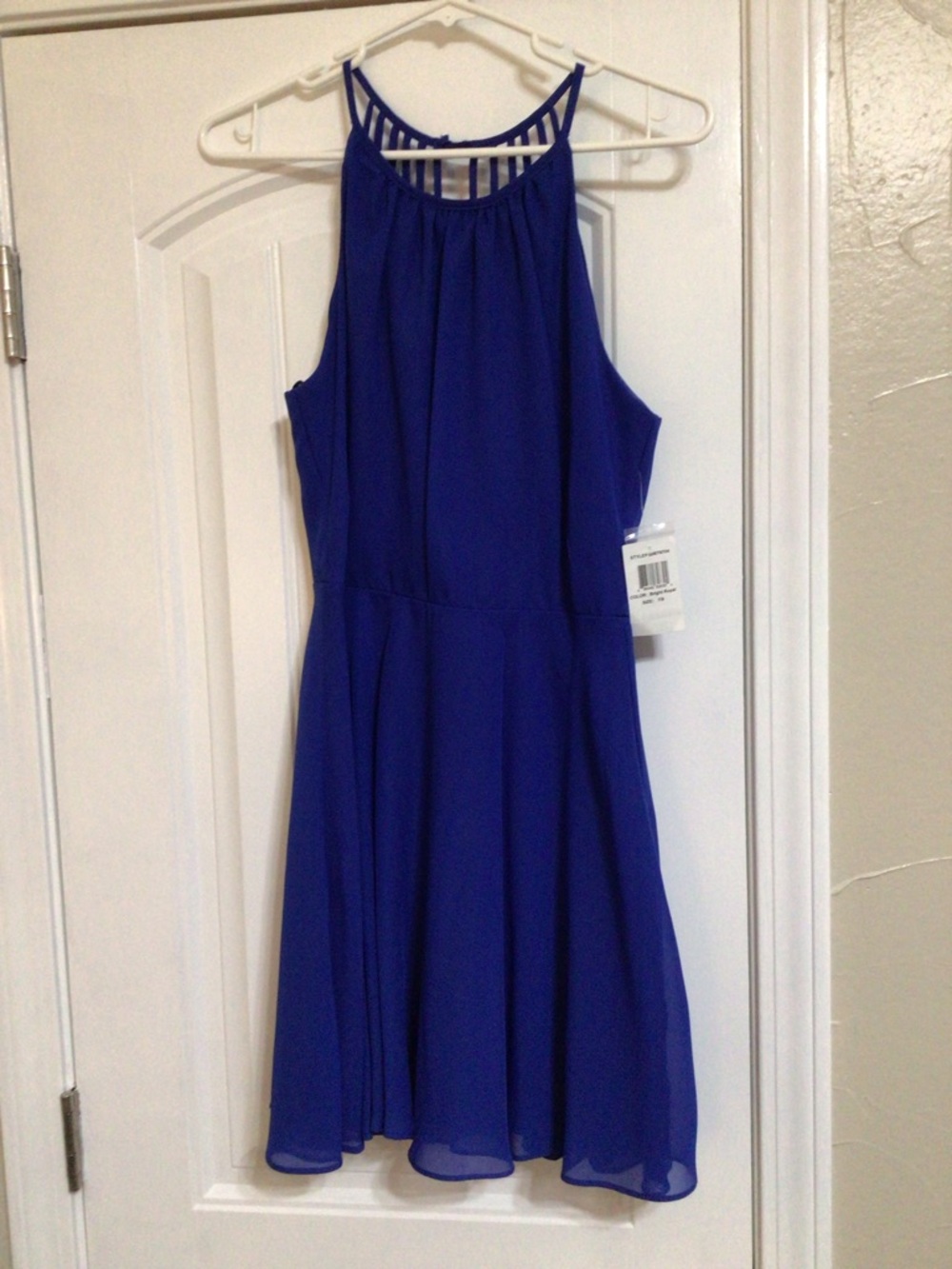 B Darlin Cobalt Blue Strappy Halter Mini Dress~Size 7/8